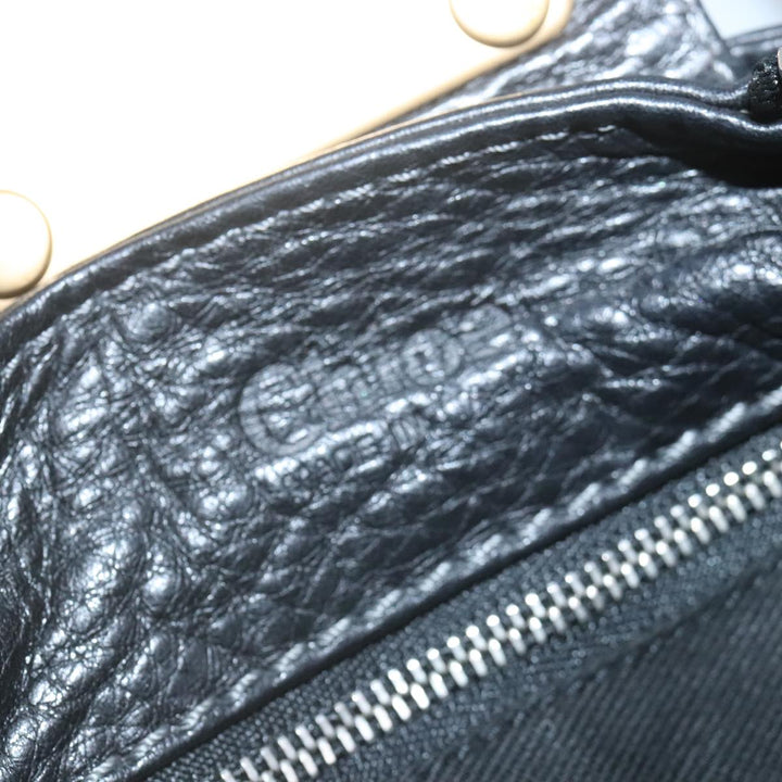 Chloe Paddington Hand Bag Leather Black Gold Silver am7037