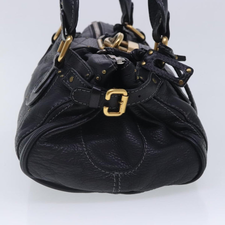 Chloe Paddington Hand Bag Leather Black Gold Silver am7037