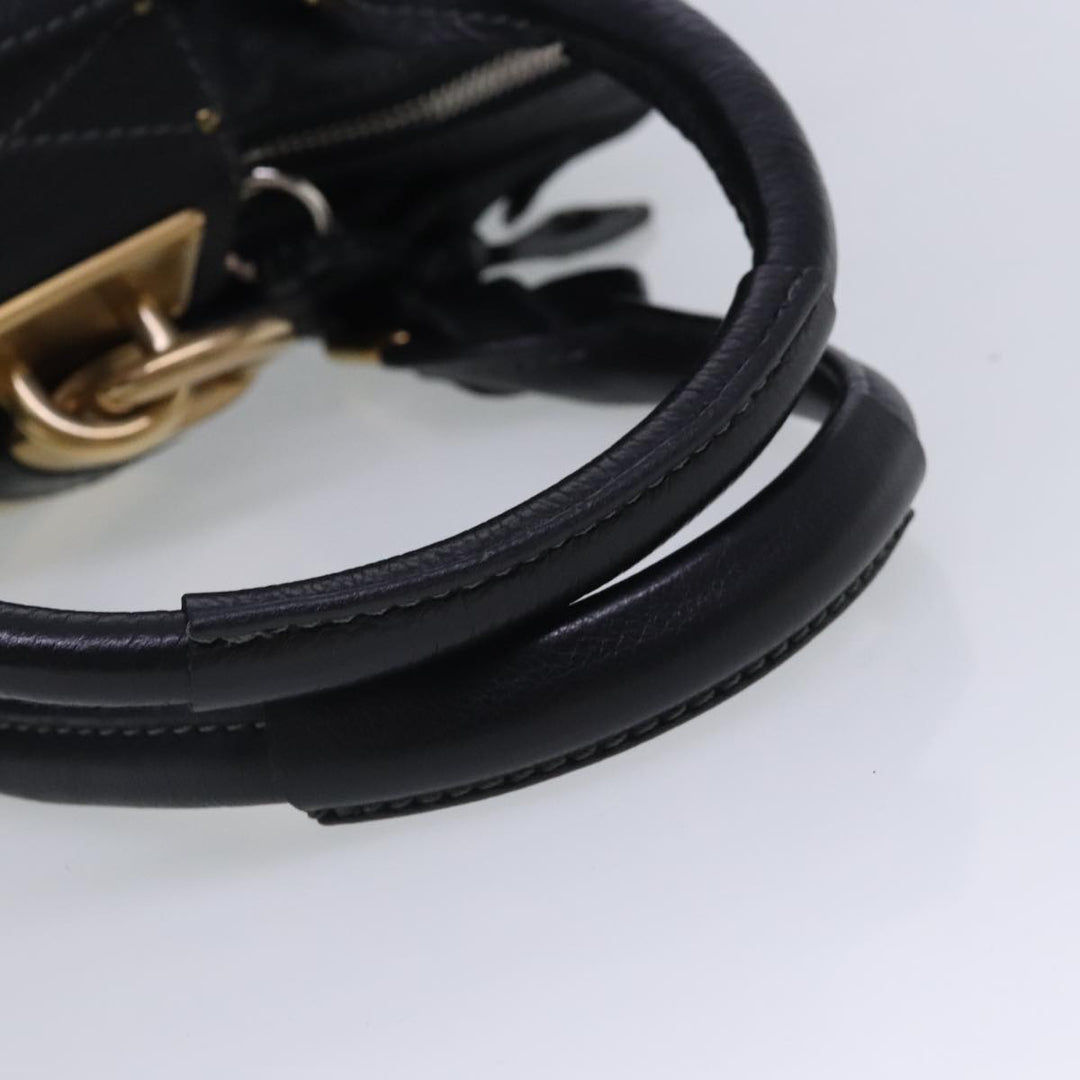 Chloe Paddington Hand Bag Leather Black Gold Silver am7037