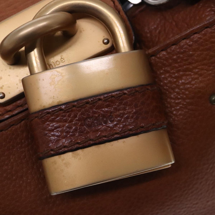 Chloe Paddington Hand Bag Leather Brown Gold Silver am7038