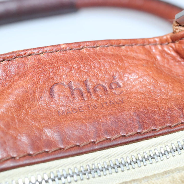 Chloe Paddington Hand Bag Leather Brown Gold Silver am7038