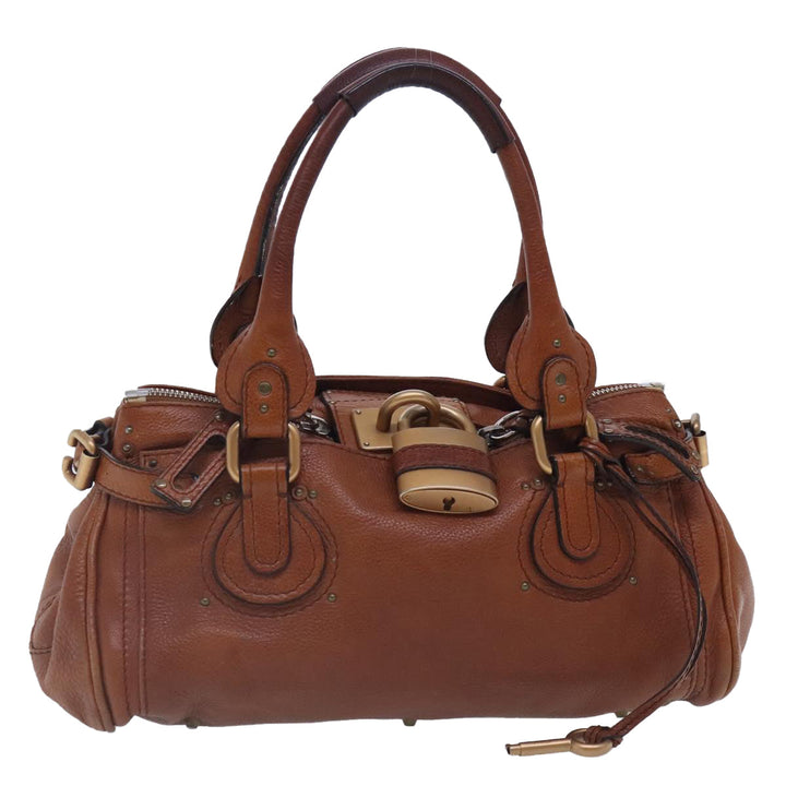 Chloe Paddington Hand Bag Leather Brown Gold Silver am7038