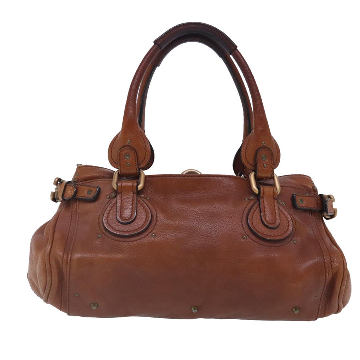 Chloe Paddington Hand Bag Leather Brown Gold Silver am7038