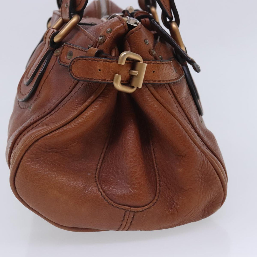 Chloe Paddington Hand Bag Leather Brown Gold Silver am7038