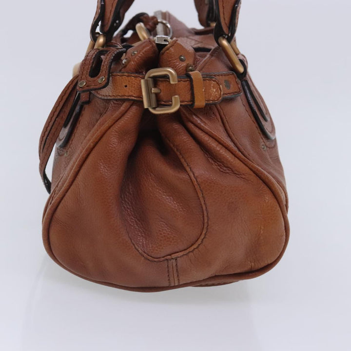 Chloe Paddington Hand Bag Leather Brown Gold Silver am7038