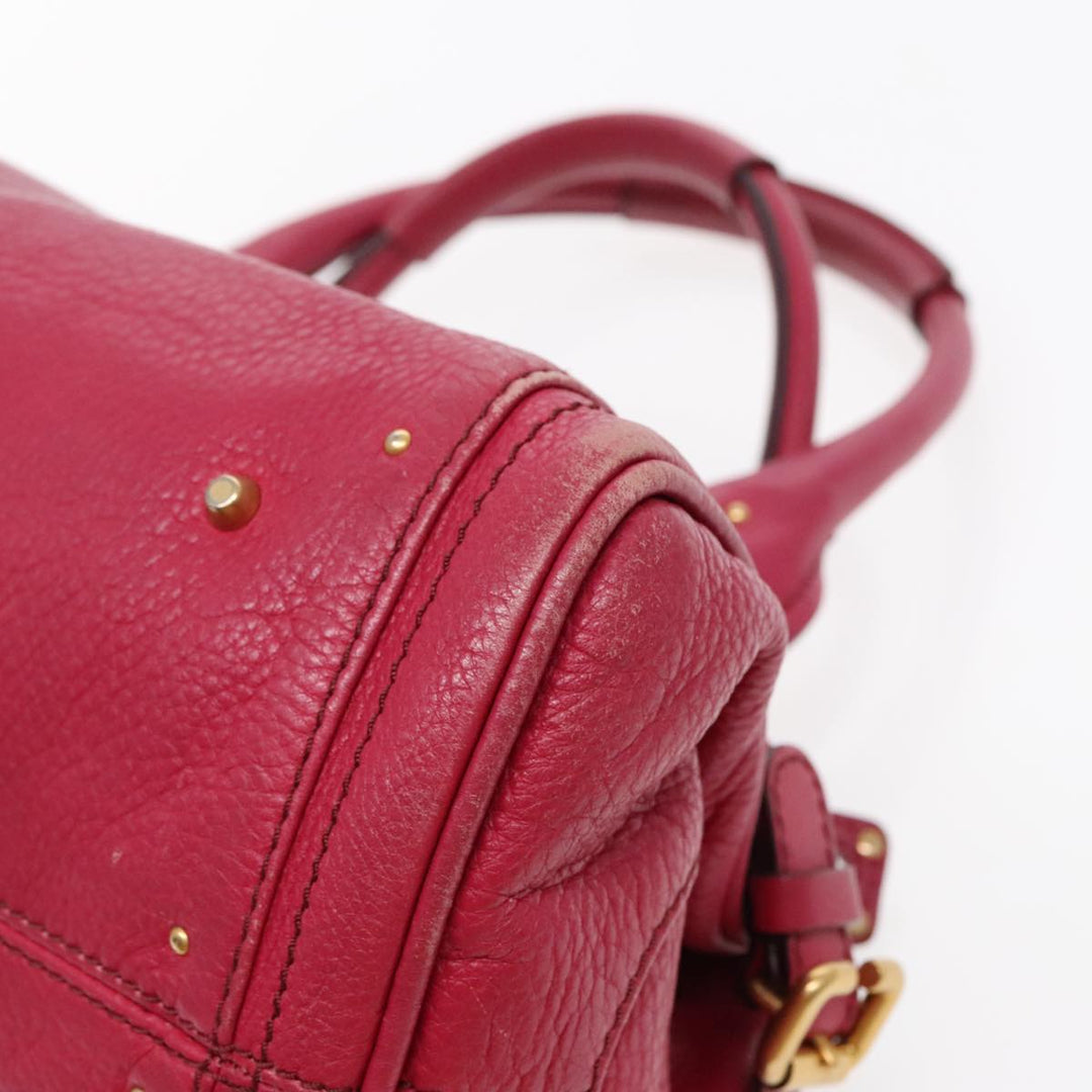 Chloe Paddington Hand Bag Leather Pink Gold Silver am7039