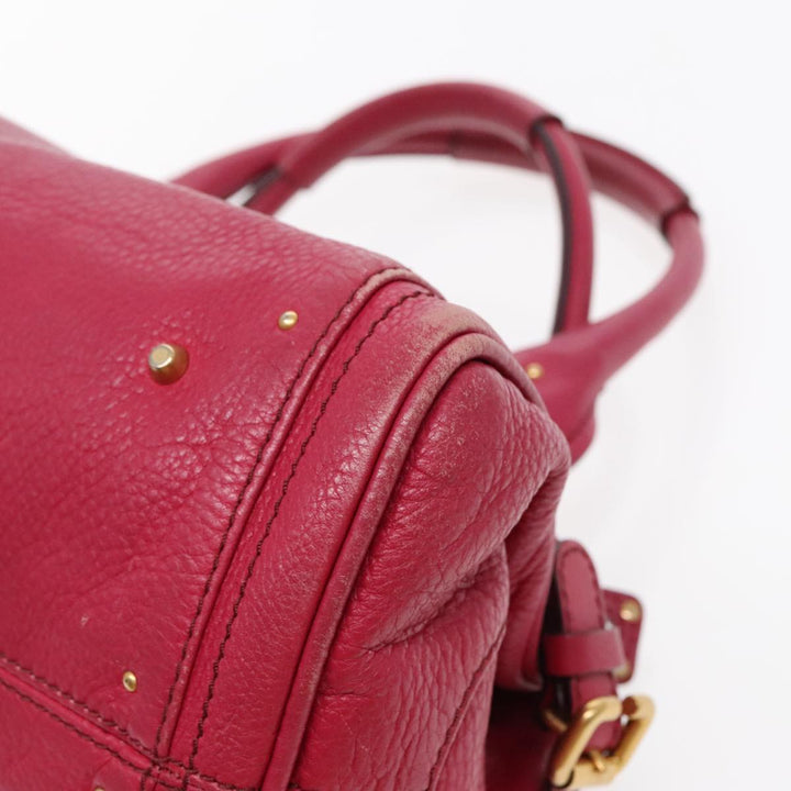 Chloe Paddington Hand Bag Leather Pink Gold Silver am7039