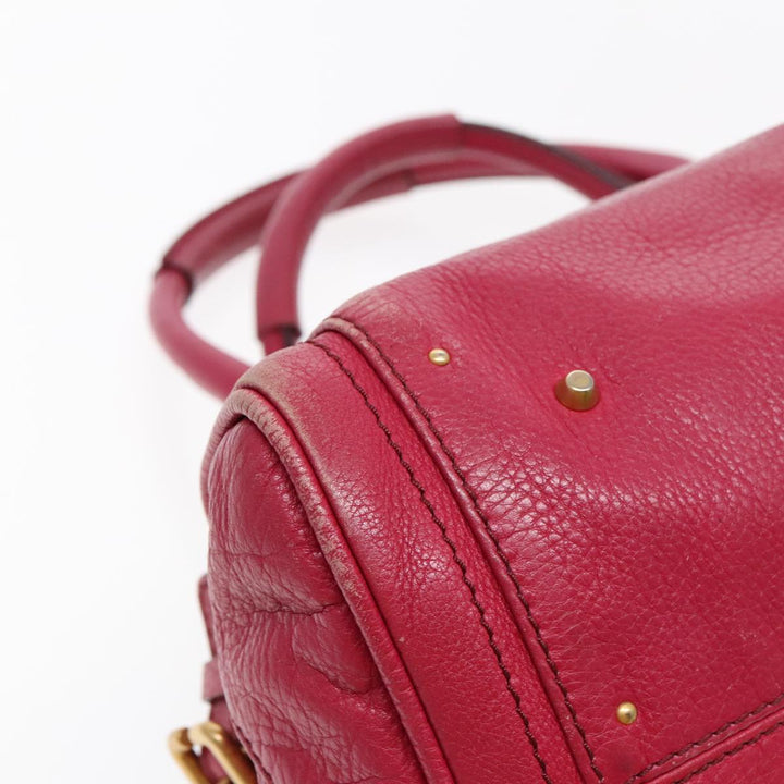 Chloe Paddington Hand Bag Leather Pink Gold Silver am7039
