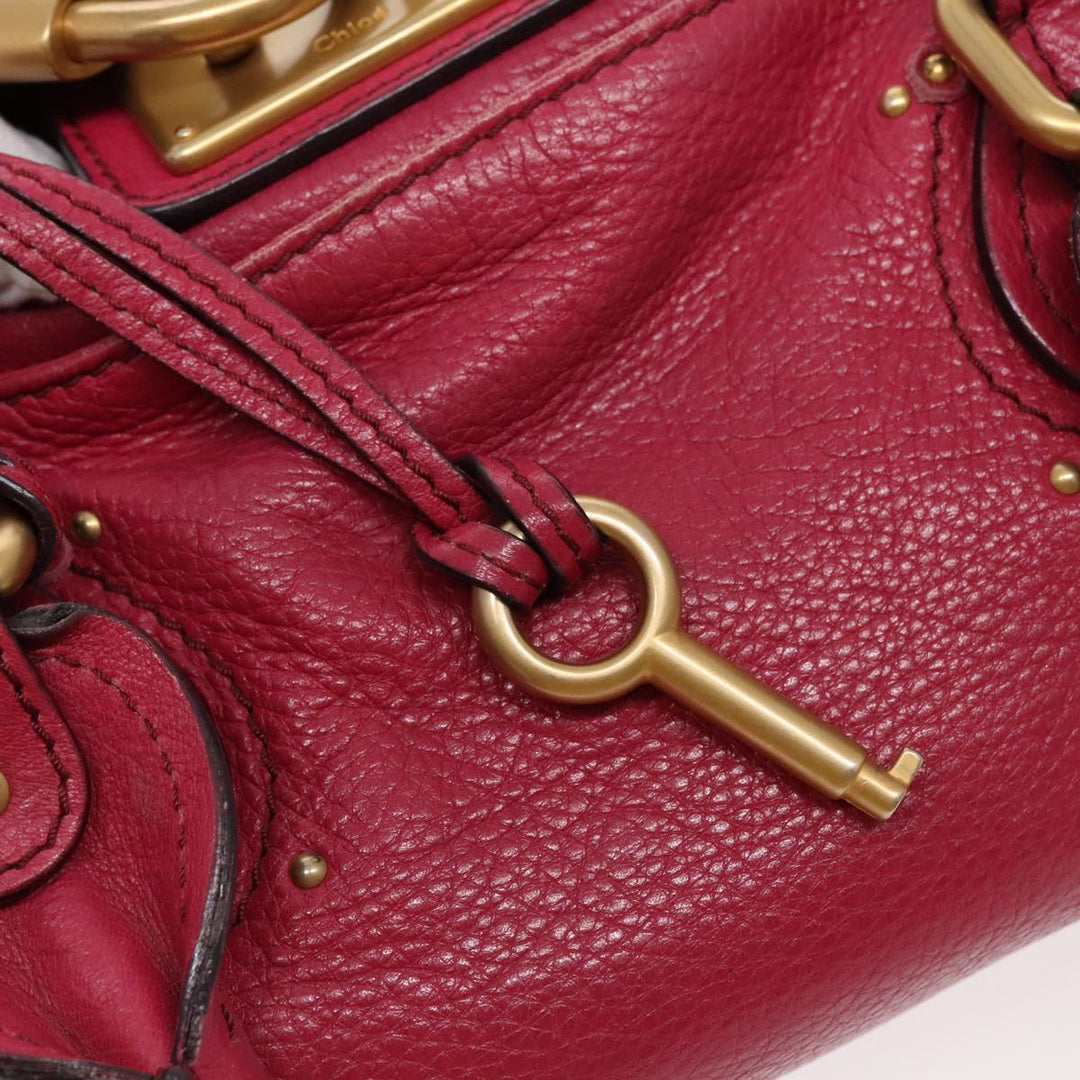Chloe Paddington Hand Bag Leather Pink Gold Silver am7039