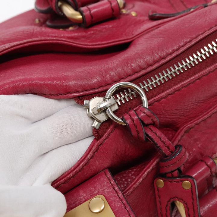 Chloe Paddington Hand Bag Leather Pink Gold Silver am7039
