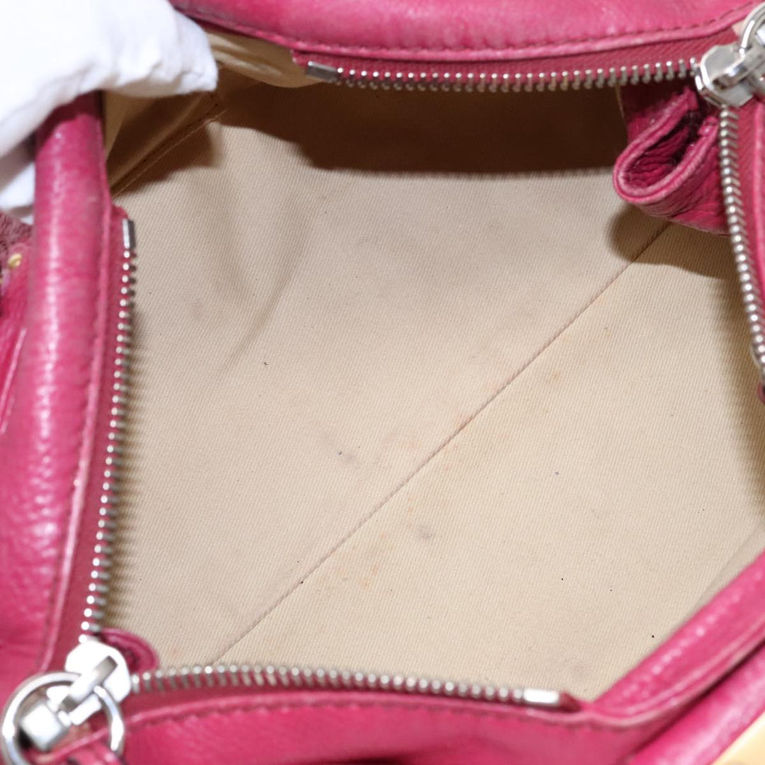 Chloe Paddington Hand Bag Leather Pink Gold Silver am7039