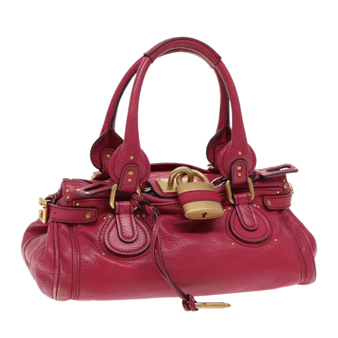 Chloe Paddington Hand Bag Leather Pink Gold Silver am7039