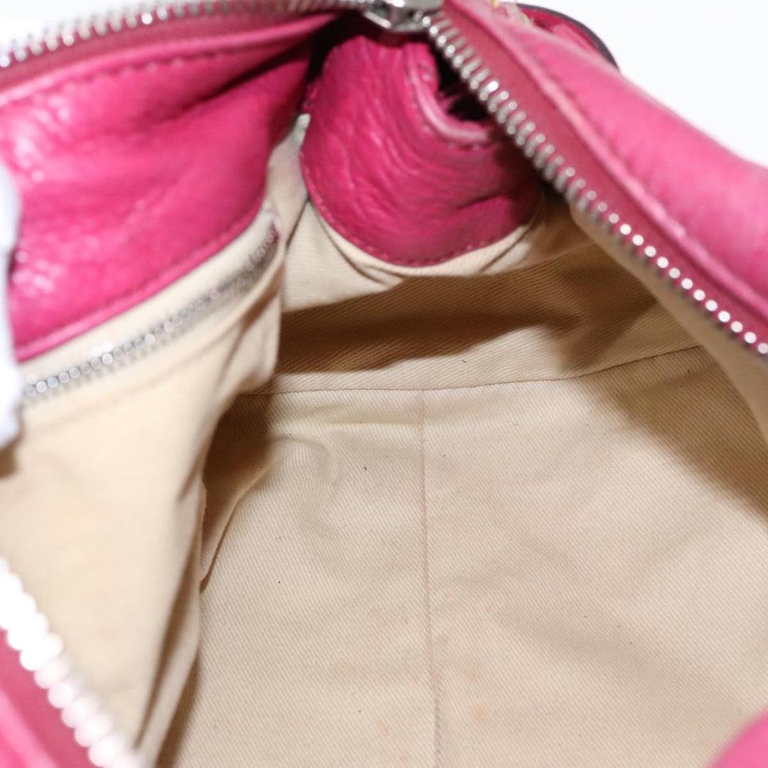 Chloe Paddington Hand Bag Leather Pink Gold Silver am7039