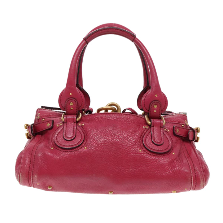 Chloe Paddington Hand Bag Leather Pink Gold Silver am7039