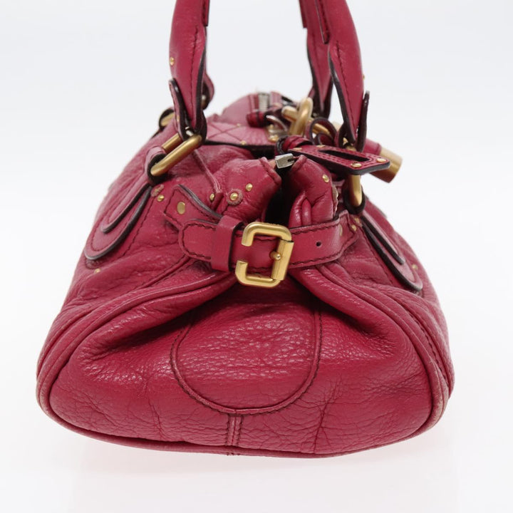 Chloe Paddington Hand Bag Leather Pink Gold Silver am7039