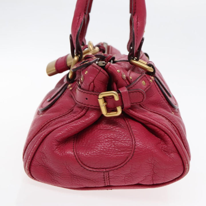 Chloe Paddington Hand Bag Leather Pink Gold Silver am7039