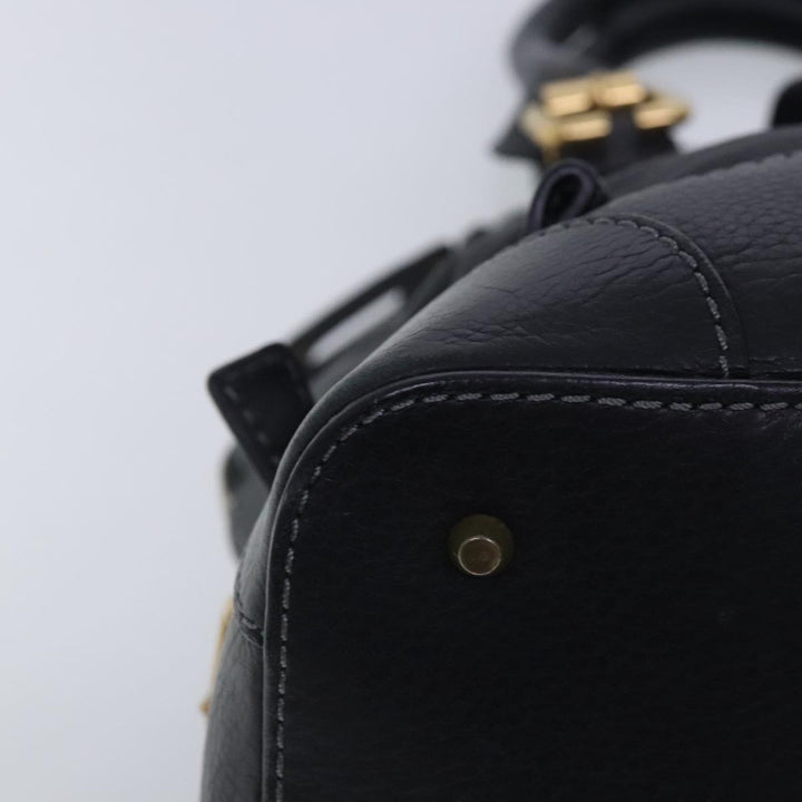 Chloe Paddington Hand Bag Leather Black Gold Silver am7040