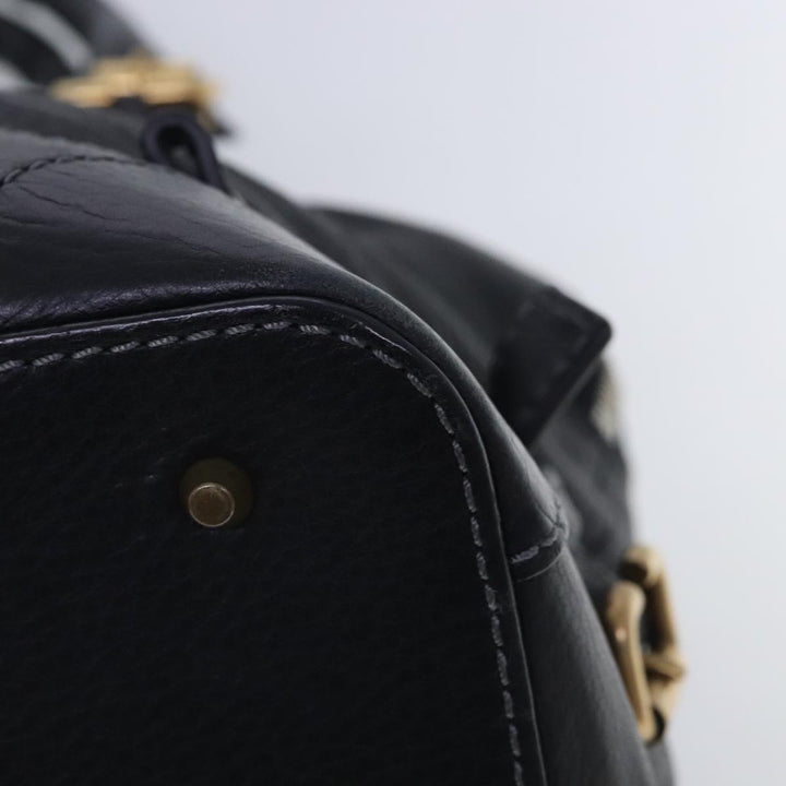 Chloe Paddington Hand Bag Leather Black Gold Silver am7040