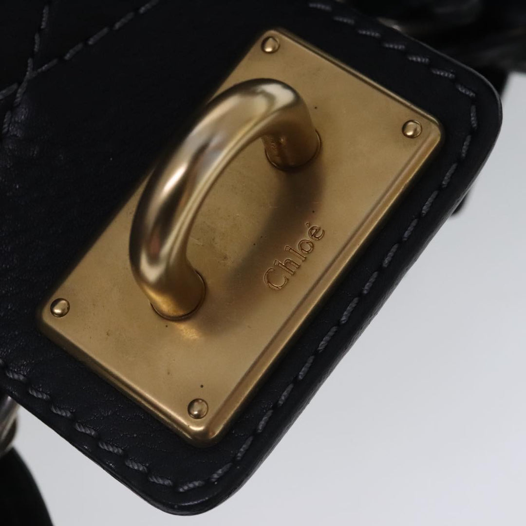 Chloe Paddington Hand Bag Leather Black Gold Silver am7040