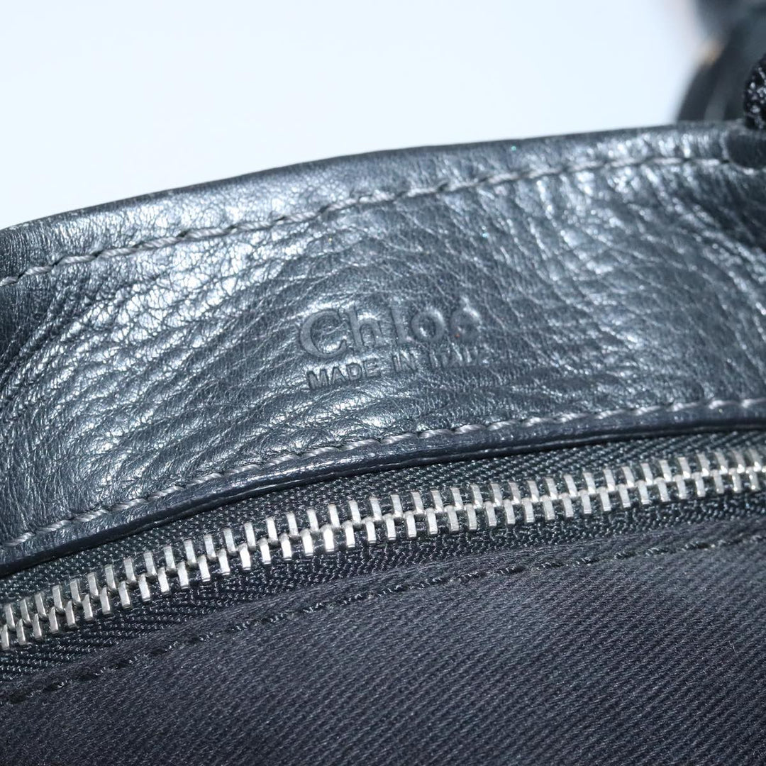 Chloe Paddington Hand Bag Leather Black Gold Silver am7040