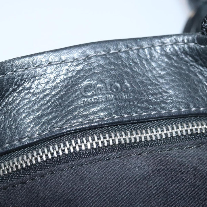 Chloe Paddington Hand Bag Leather Black Gold Silver am7040