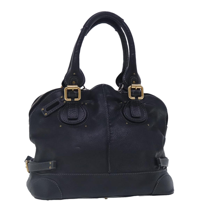 Chloe Paddington Hand Bag Leather Black Gold Silver am7040