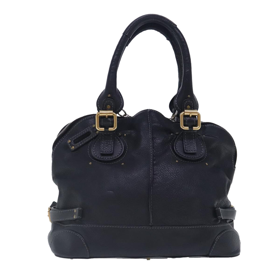 Chloe Paddington Hand Bag Leather Black Gold Silver am7040