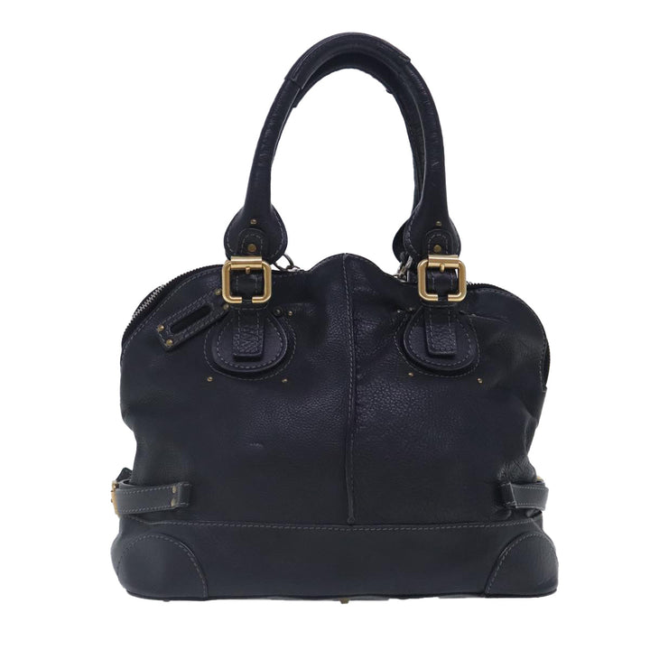 Chloe Paddington Hand Bag Leather Black Gold Silver am7040