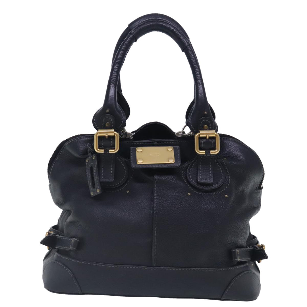 Chloe Paddington Hand Bag Leather Black Gold Silver am7040