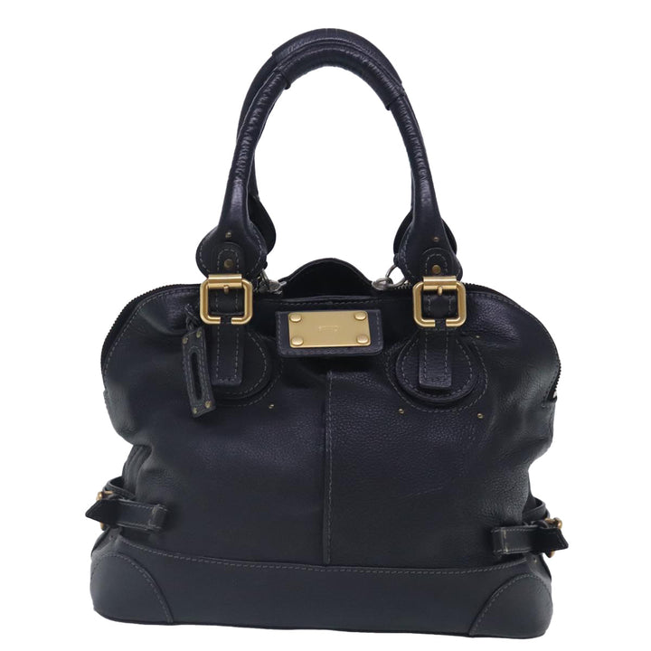 Chloe Paddington Hand Bag Leather Black Gold Silver am7040
