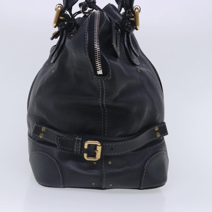 Chloe Paddington Hand Bag Leather Black Gold Silver am7040