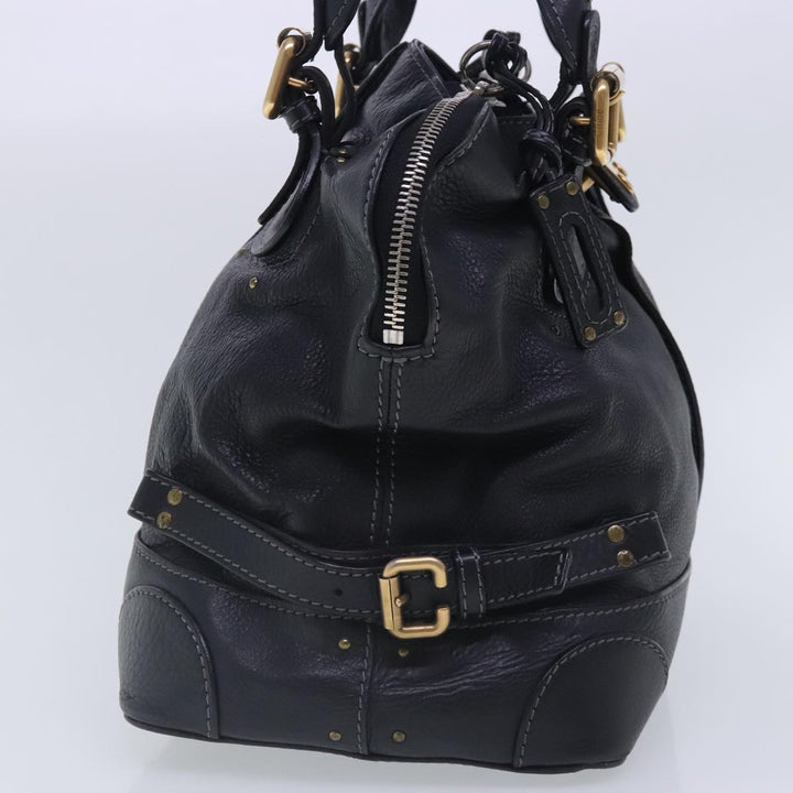 Chloe Paddington Hand Bag Leather Black Gold Silver am7040