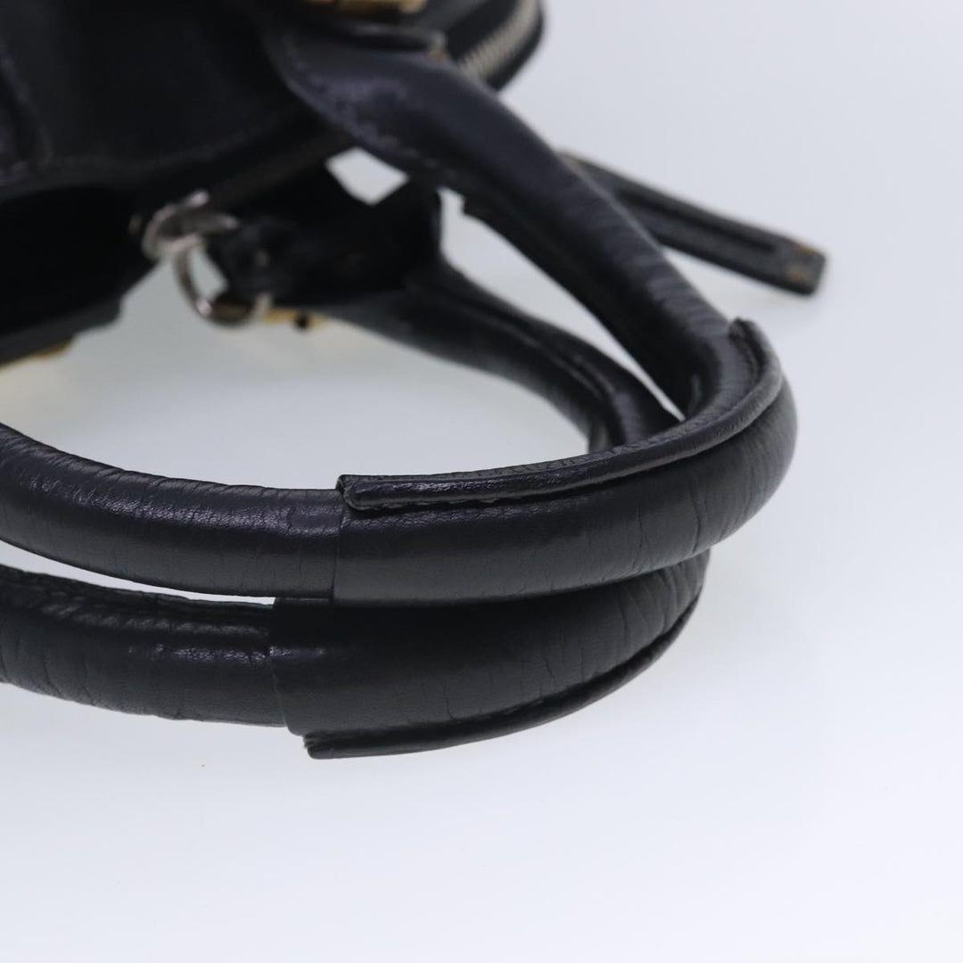 Chloe Paddington Hand Bag Leather Black Gold Silver am7040