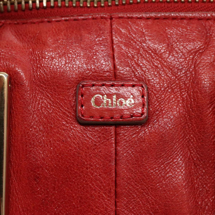 Chloe Etel Hand Bag Leather 2way Red Gold am7041