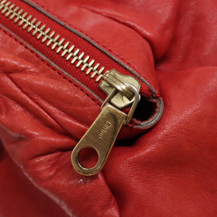 Chloe Etel Hand Bag Leather 2way Red Gold am7041