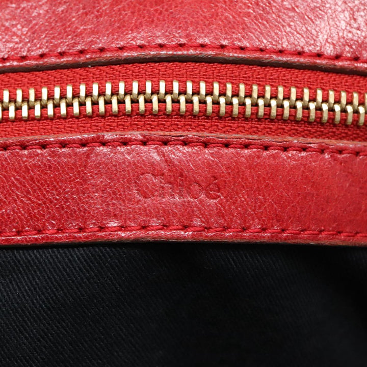 Chloe Etel Hand Bag Leather 2way Red Gold am7041