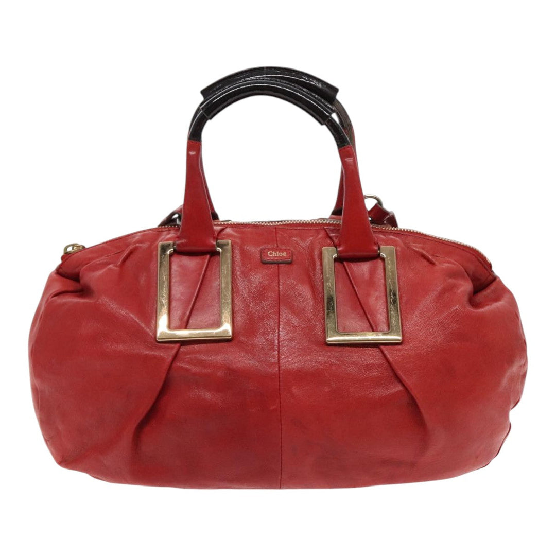 Chloe Etel Hand Bag Leather 2way Red Gold am7041