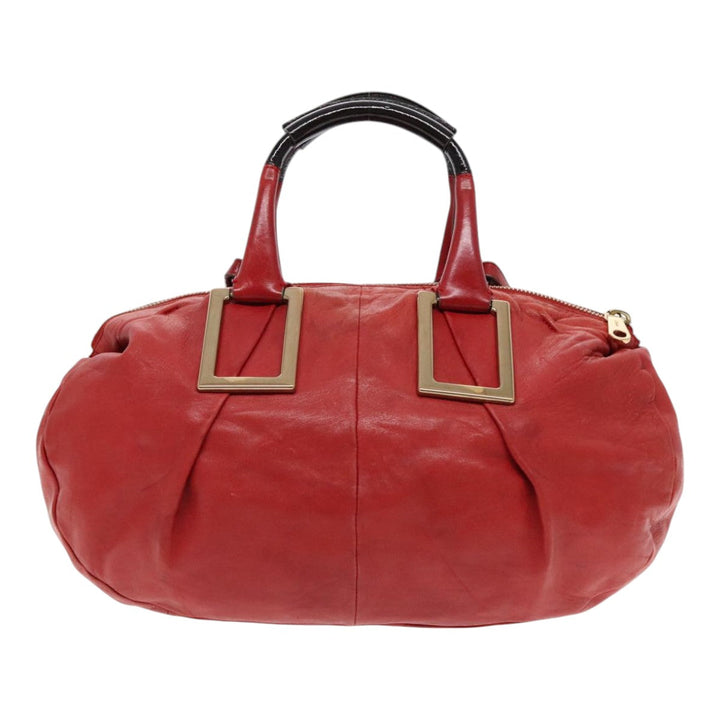 Chloe Etel Hand Bag Leather 2way Red Gold am7041