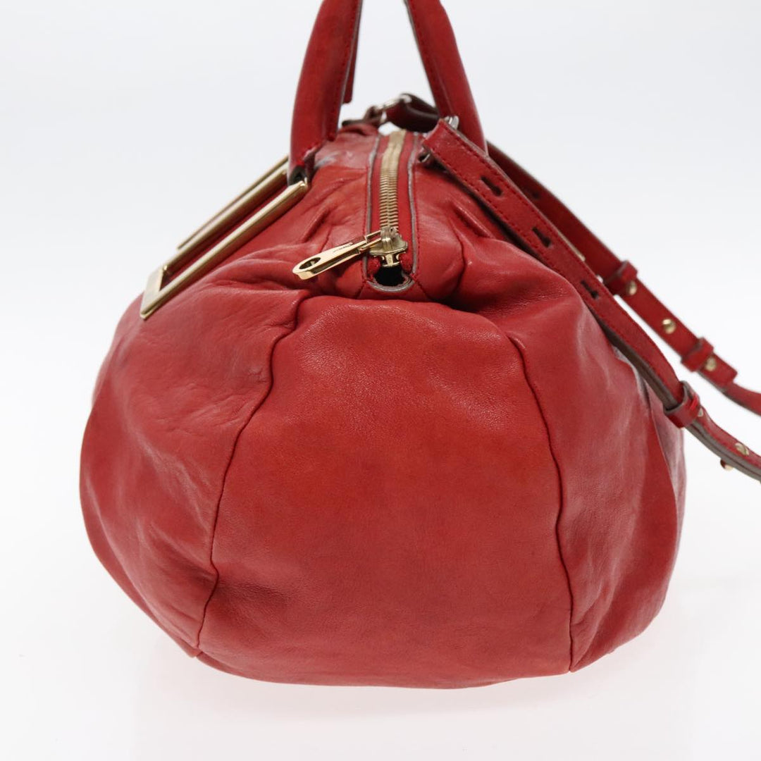 Chloe Etel Hand Bag Leather 2way Red Gold am7041