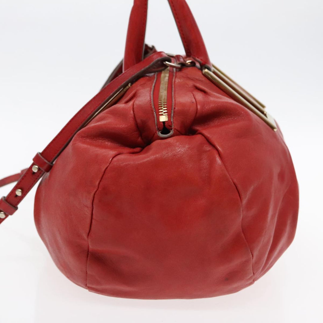 Chloe Etel Hand Bag Leather 2way Red Gold am7041