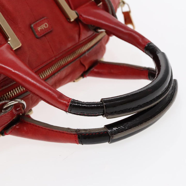 Chloe Etel Hand Bag Leather 2way Red Gold am7041