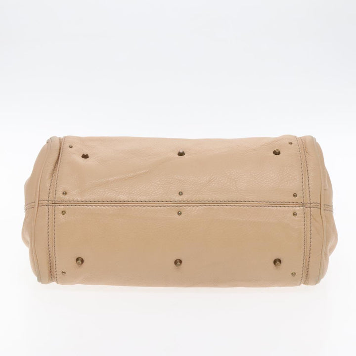 Chloe Paddington Hand Bag Leather Beige Gold Silver am7043