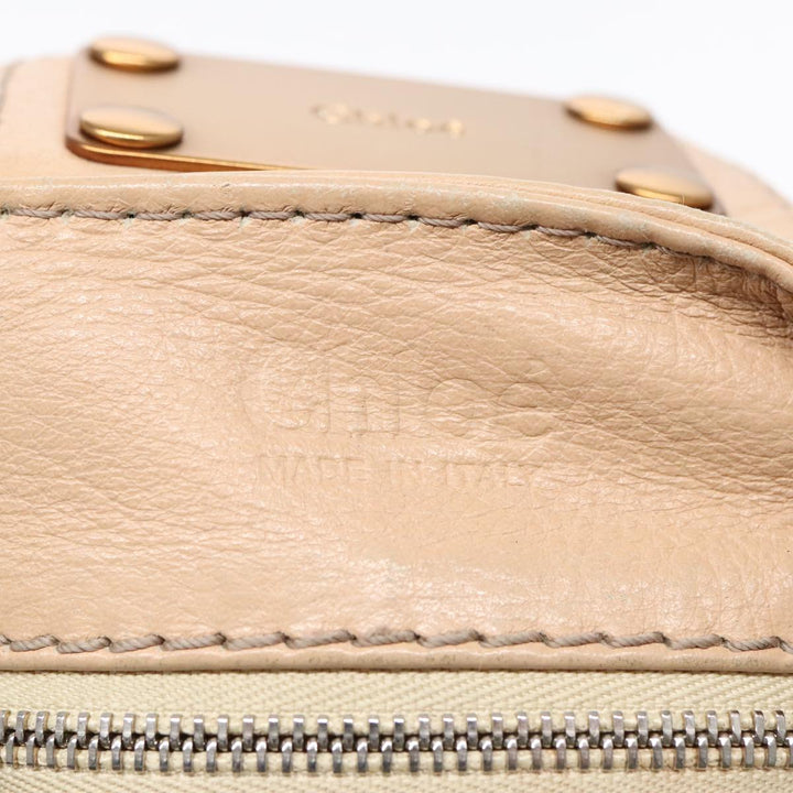 Chloe Paddington Hand Bag Leather Beige Gold Silver am7043
