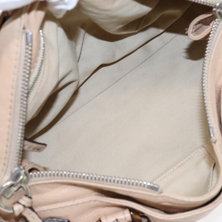 Chloe Paddington Hand Bag Leather Beige Gold Silver am7043