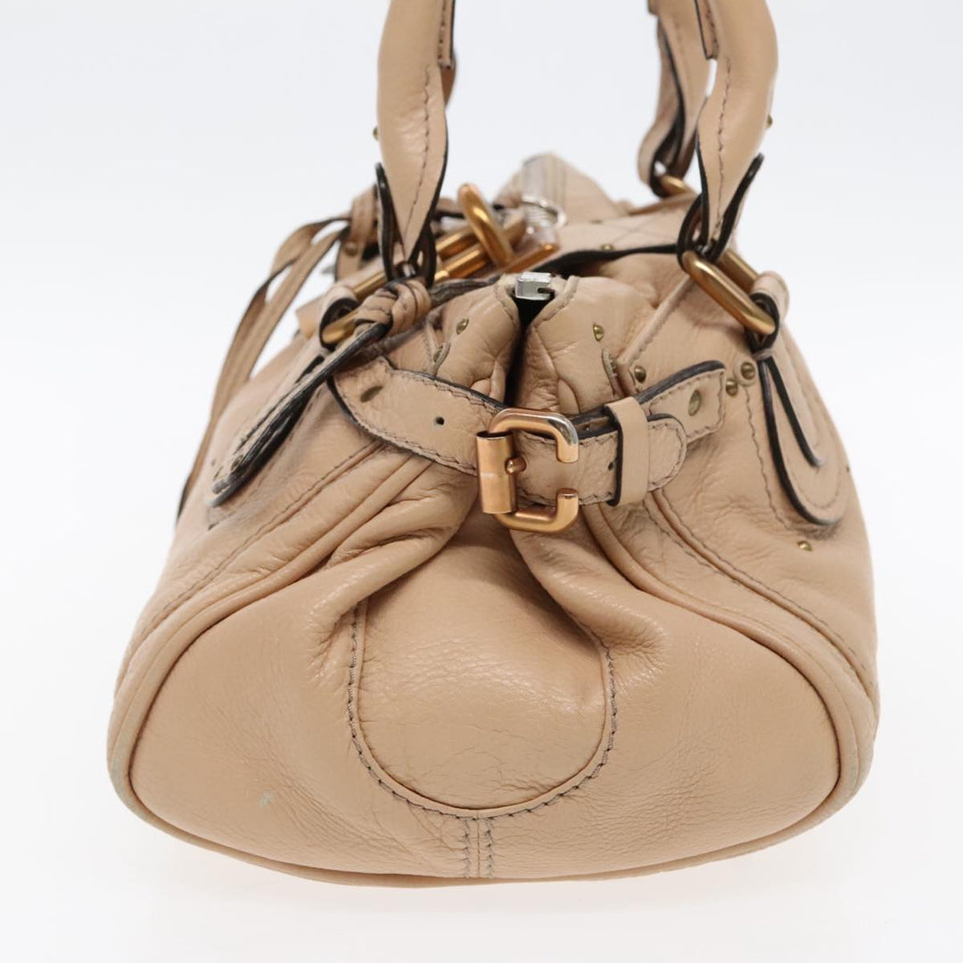 Chloe Paddington Hand Bag Leather Beige Gold Silver am7043