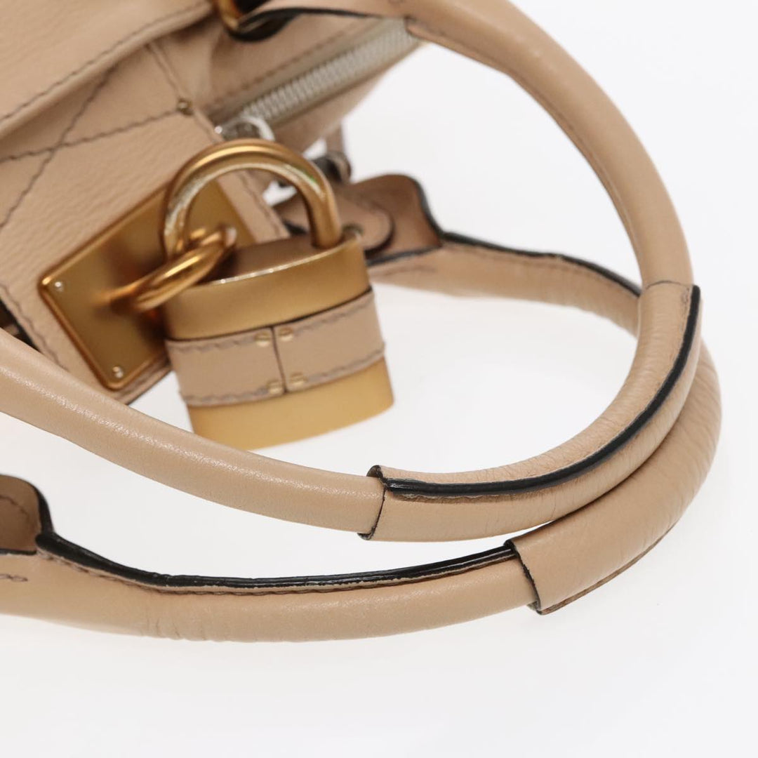 Chloe Paddington Hand Bag Leather Beige Gold Silver am7043