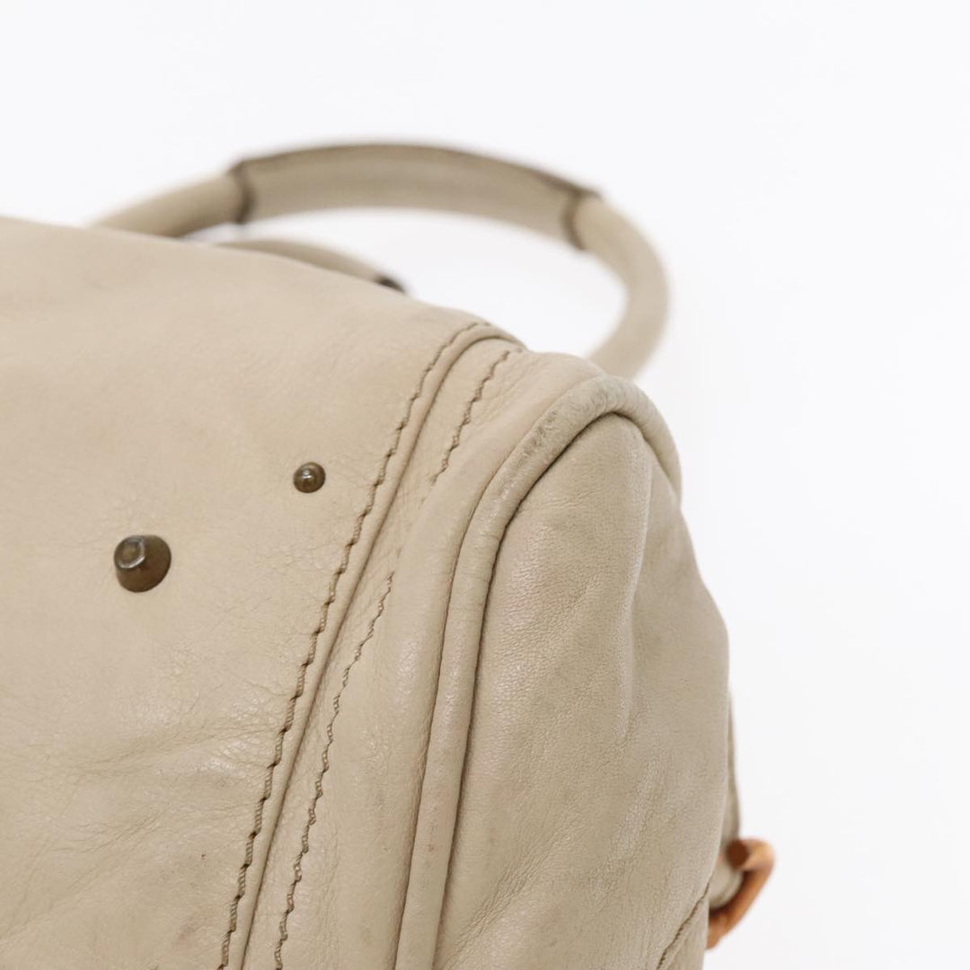 Chloe Paddington Hand Bag Leather Beige Gold Silver am7044