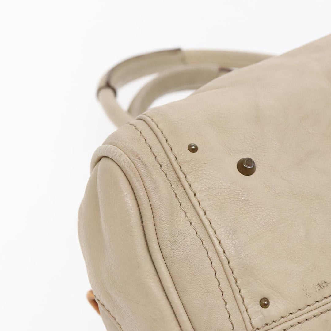 Chloe Paddington Hand Bag Leather Beige Gold Silver am7044