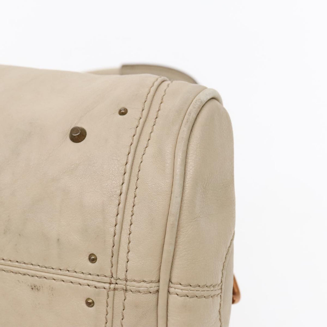 Chloe Paddington Hand Bag Leather Beige Gold Silver am7044