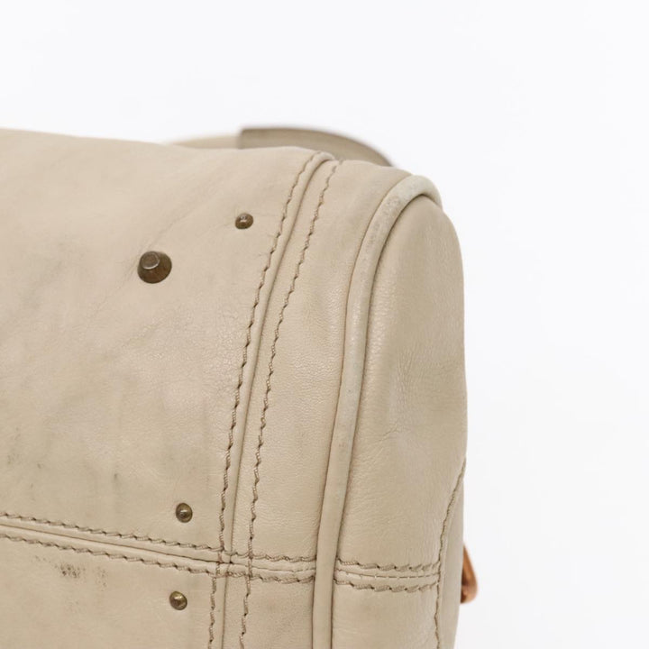 Chloe Paddington Hand Bag Leather Beige Gold Silver am7044
